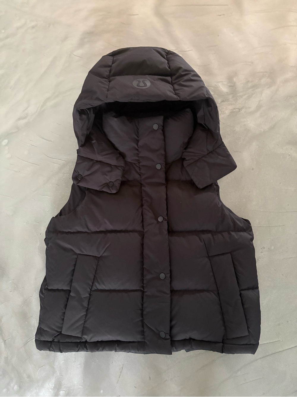 lululemon athletica Black Quilted Hooded Puffer Vest